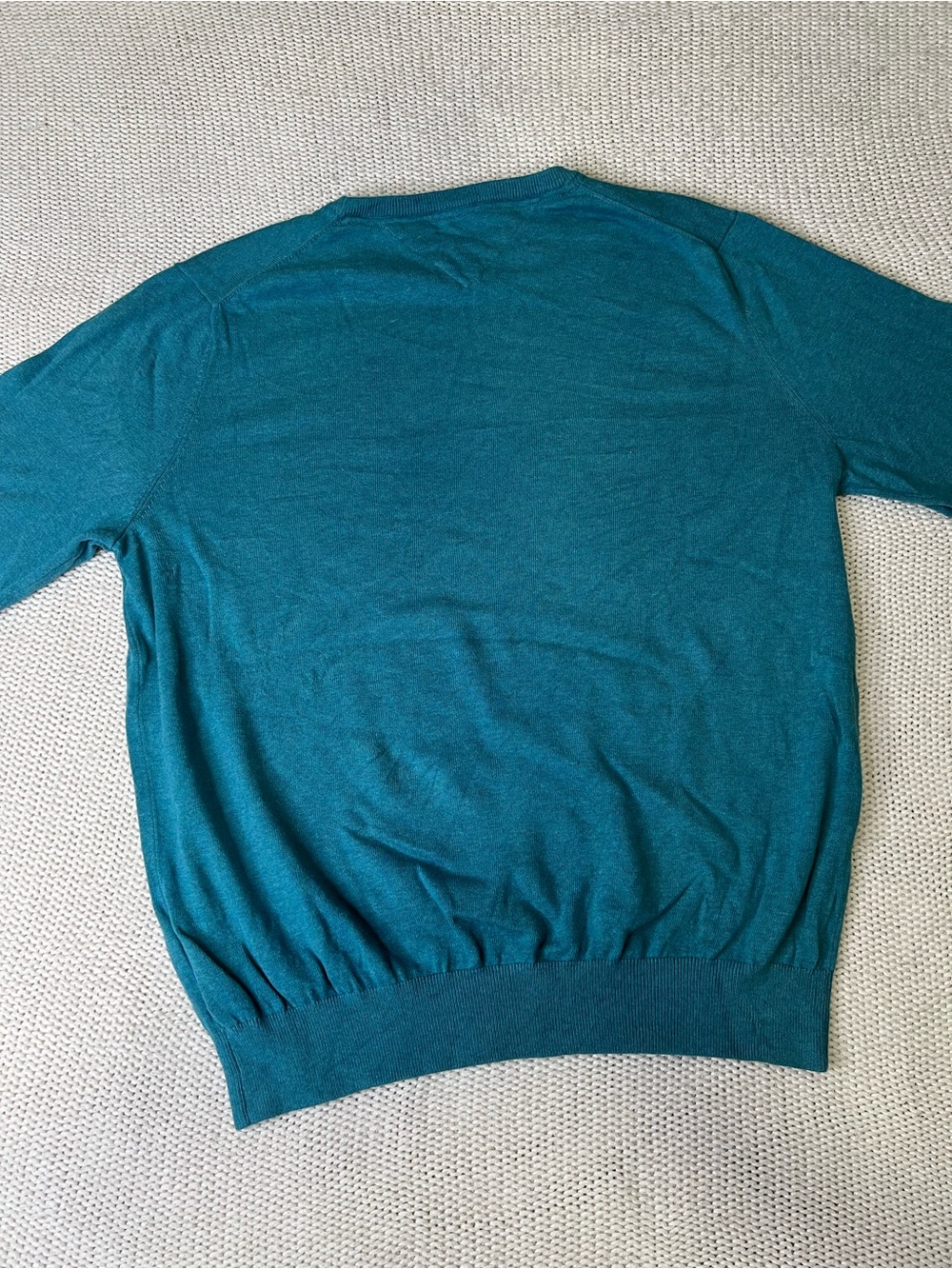 Tommy Hilfiger Teal Crewneck Sweater with Chest Flag Logo - Picture 4 of 4